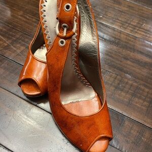 Vince Camuto Orange Heels with electrify, sexy architectural heel!